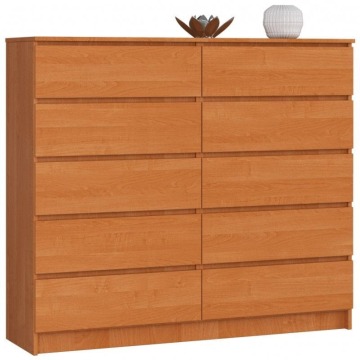 Komoda do sypialni, STILO, 10 szuflad, 140x40x121 cm, olcha, mat