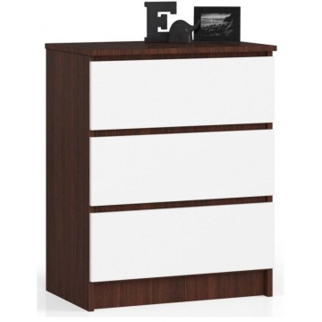 Komoda do sypialni, 3 szuflady, STILO, 60x40x77 cm, wenge, biel, mat