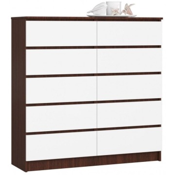 Komoda do salonu, sypialni, STILO, 10 szuflad, 120x40x121 cm, wenge, biel, mat